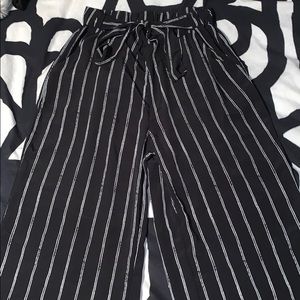Shein Paper Bag High-Waisted Belted Striped Pants